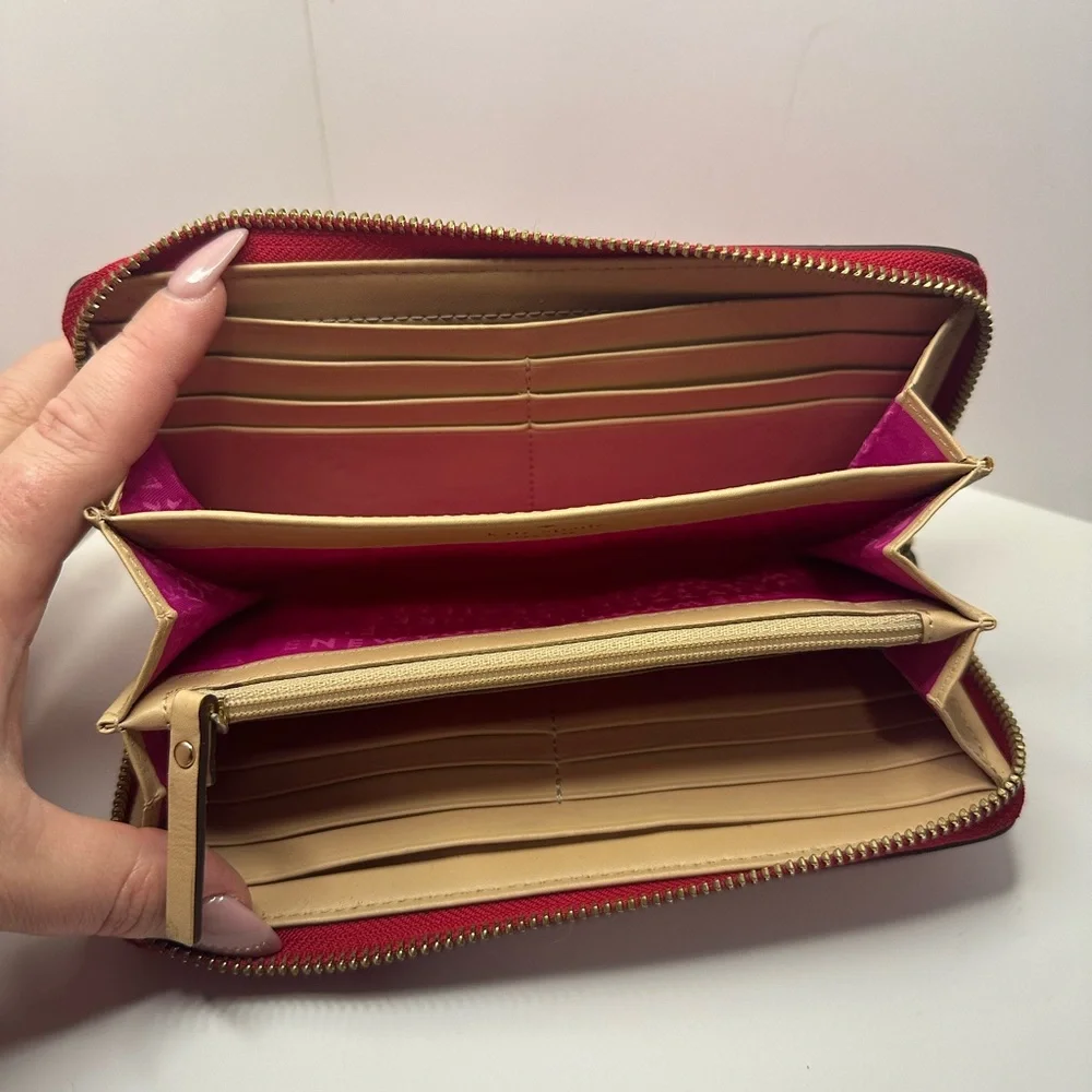 Kate Spade EUC Red Grained Leather Neda Wellesley Zip Around Wallet
